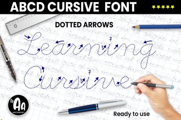 Abcd Cursive Dotted Arrows: The Playful Font for Engaging Design